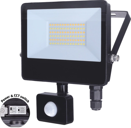 Solight LED-reflektor med bevægelsessensor TOP 30 W 3CCT IP65