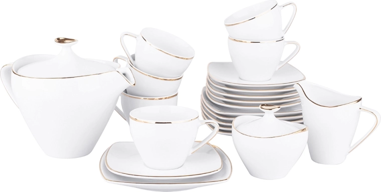 MariaPaula Moderna gold kaffestel til 6 personer, 21 dele