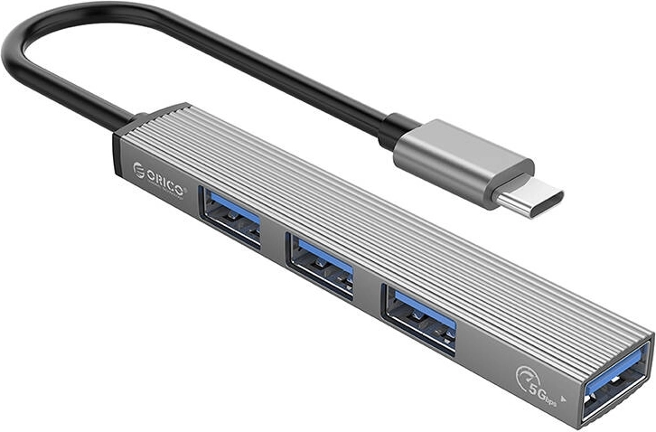 ORICO USB-C hub med USB 3.0 og 3× USB 2.0, grå