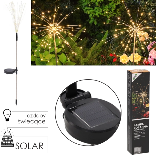 Solcelledrevet havelampe Mælkebøtte, 150 LED, varm hvid, 90 cm
