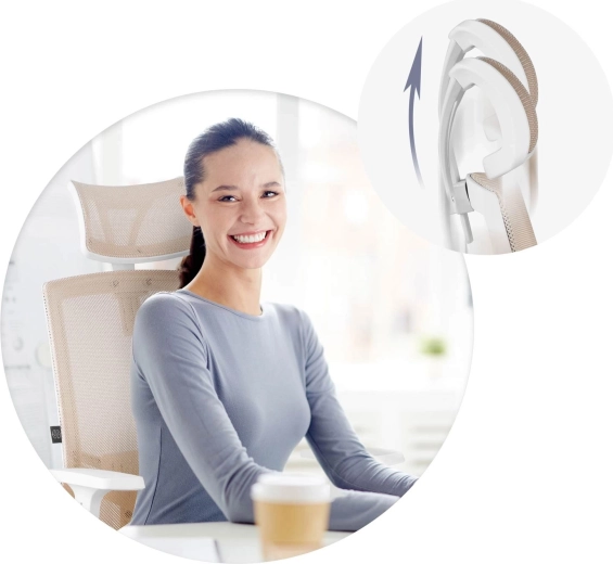 Justerbar nakkestøtte og stille, gummibelagte hjul