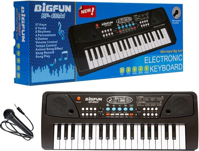 Elektronisk børnekeyboard med mikrofon, 37 tangenter - 1 stk.