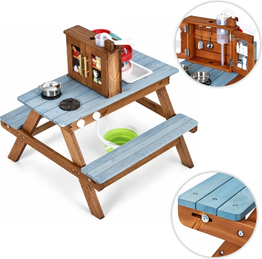 Picnicbord med justerbare bænke