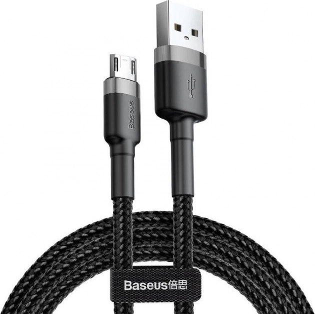 Baseus Cafule-kabel micro USB 2 m, flettet grå‑sort