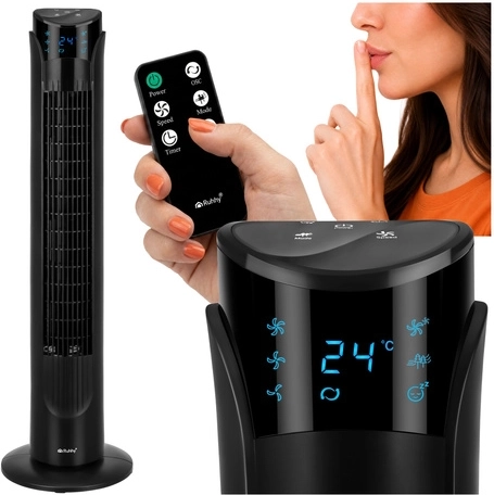 Ruhhy tårnventilator 83 cm sort med fjernbetjening