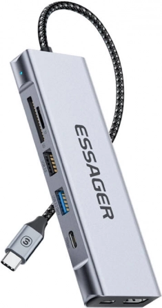 Essager dokkerstation grå med HDMI og 2x USB-A