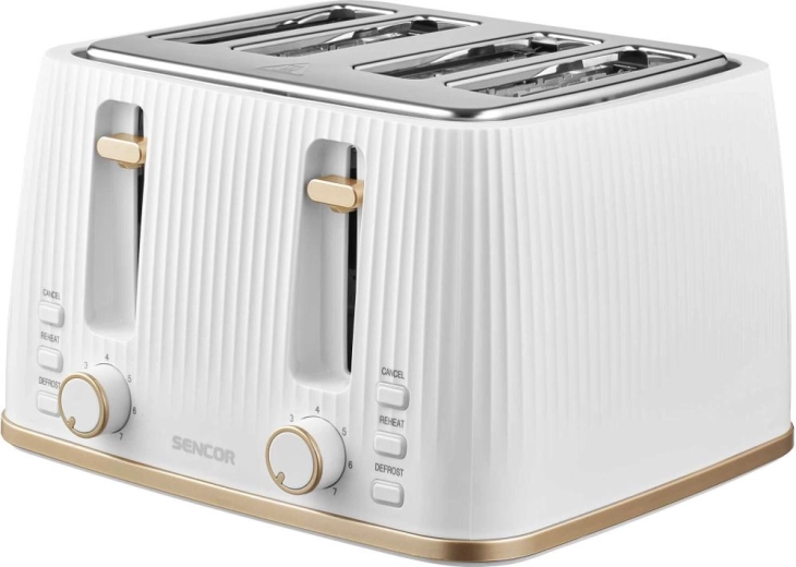 Fire åbninger til flere skiver toast på én gang