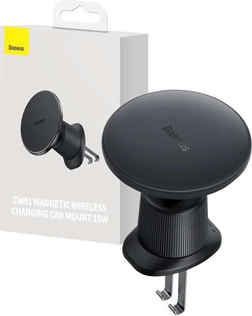 Magnetisk Baseus mobilholder til bil med trådløs opladning 15 W, sort