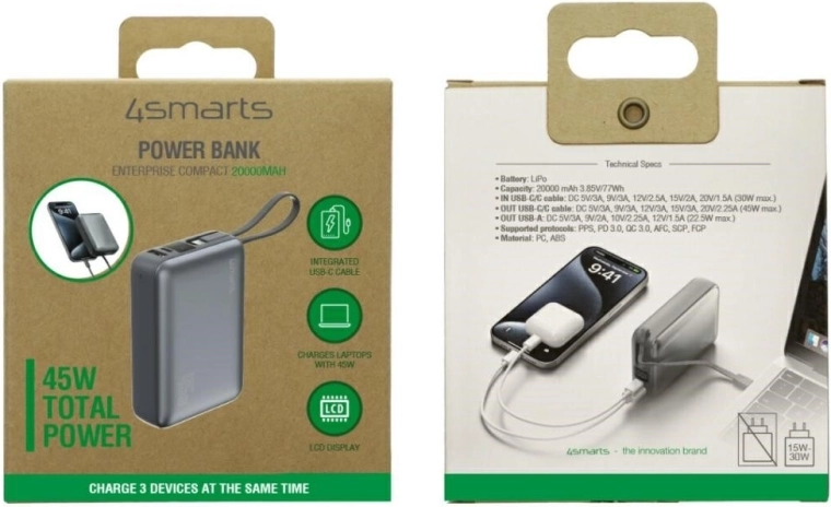 Integreret USB‑C‑kabel: oplad uden ekstra kabler