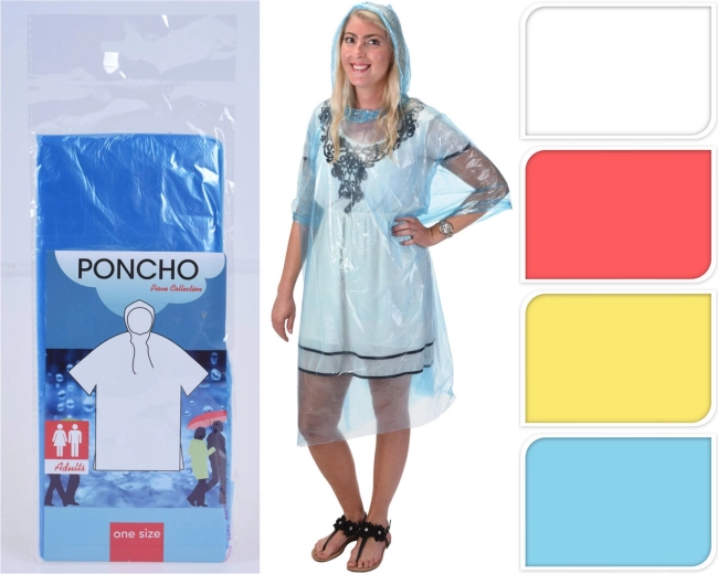 Regnslag poncho til voksne af PE, mix af farver