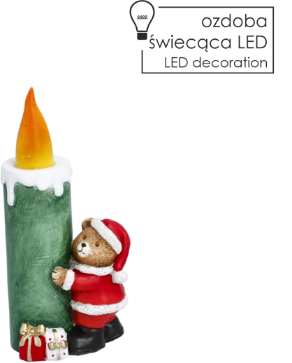 Jule LED-dekoration bamse i Santa Claus-kostume - 1 stk.