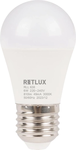LED-pære RETLUX mini globe E27 6 W varm hvid