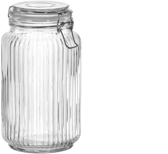 Stribet glasbeholder med lufttæt låg 1,6 l