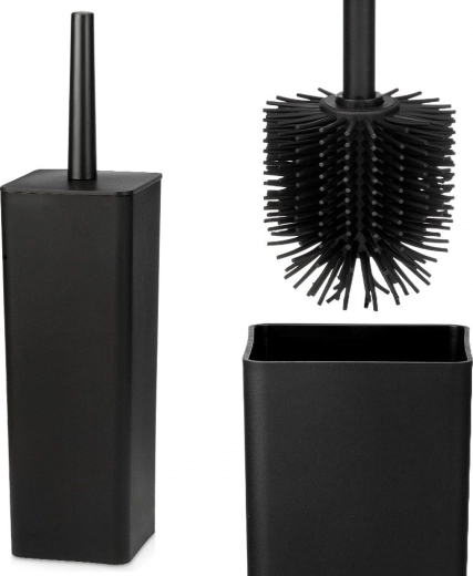 Silikone-WC-børste med holder Vilde, sort, 37,5 cm