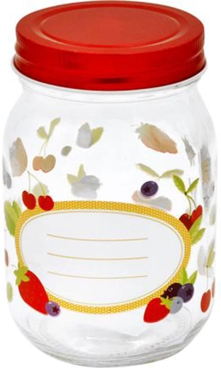 Henkogningsglas Toro 500 ml med låg – frugtmotiv