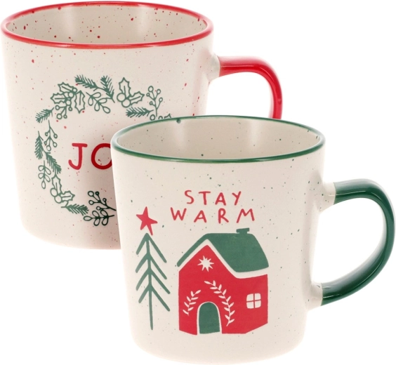 Festligt design med teksterne JOY og STAY WARM