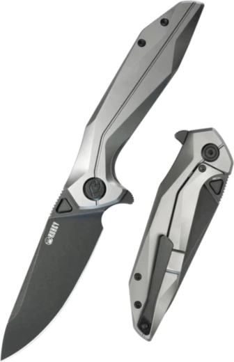 Kubey Nova titan foldekniv 9,3 cm, darkwash, grå