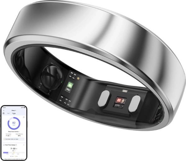 Smart ring RingConn Air 2. generation, størrelse 7, sølvgalakse