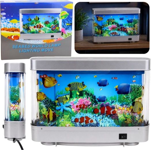Dekorativ LED-natlampe – akvarium med bevægelige fisk (3D)