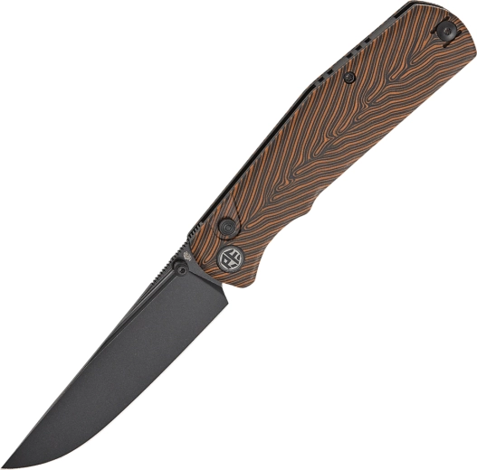 Petrified Fish Lis orange foldekniv med Black Stonewash-finish, G10 G-Mascus