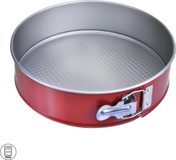 Rund kageform i metal med non-stick belægning 24 cm rød-grå