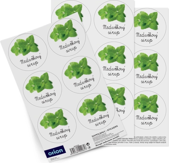 Etiketter til flasker – citronmelissesirup (18 stk., CZ)