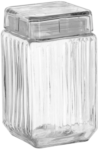 Firkantet glasbeholder 1,7 l med glaslåg
