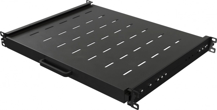 Udtrækshylde til 19" rack 1U, dybde 350 mm, sort