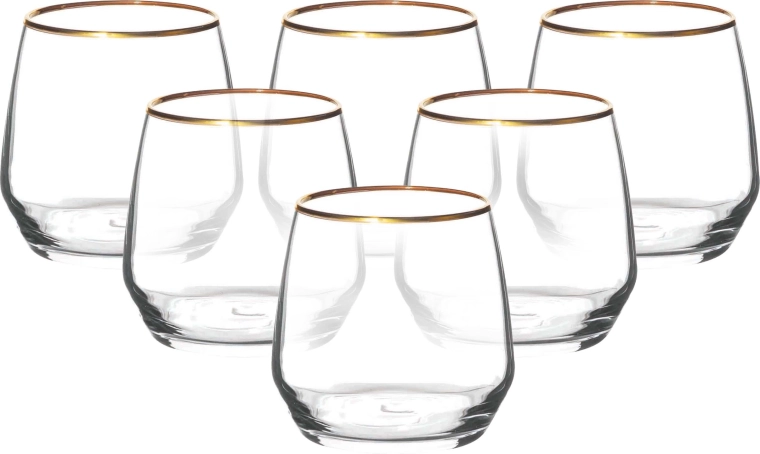 Rubin gold sæt med 6 glas 370 ml med guldkant