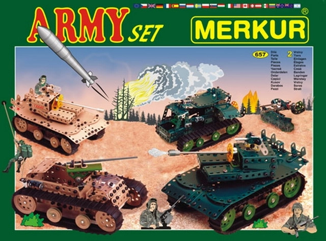Byggesæt Merkur Army sæt 674 dele, to-lags æske 36 × 27 × 5,5 cm
