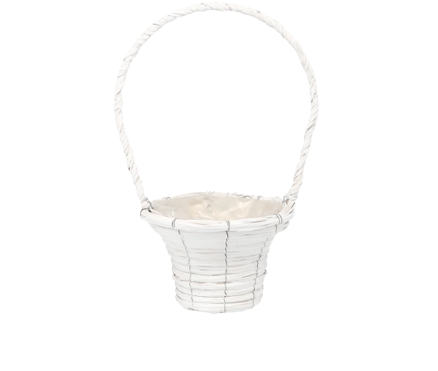 Hvid fletkurv som potteskjuler 20 × 41 cm