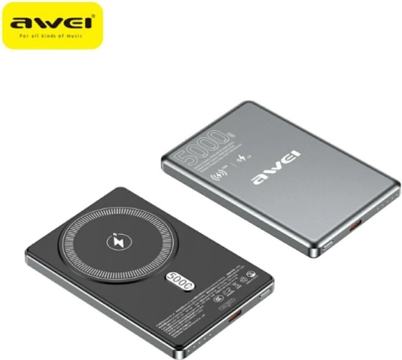 Awei PA-30 MagSafe powerbank 5000 mAh grå