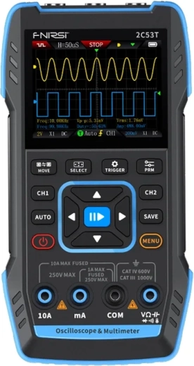 FNIRSI 2C53T bærbart oscilloskop, multimeter og signalgenerator 3 i 1