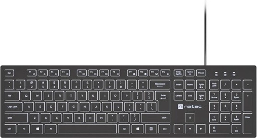 Kablet tastatur natec herring glow med hvid bagbelysning