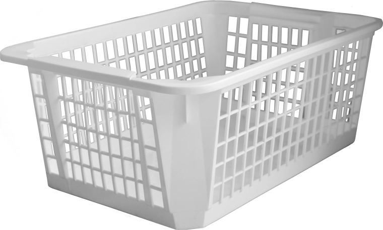 Stabelbar plastkurv 36 x 26 x 14 cm – Hvid