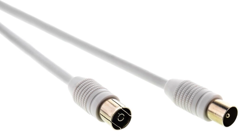 Sencor antennekoaksialkabel IEC-hanstik–hunstik 7,5 m hvidt