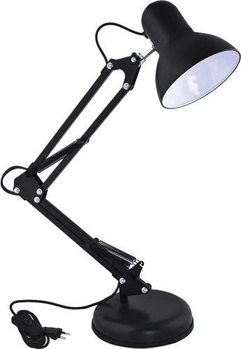 Justerbar sort bordlampe med retrodesign