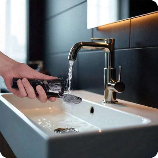 Aftageligt og skylbart hoved for nem rengøring