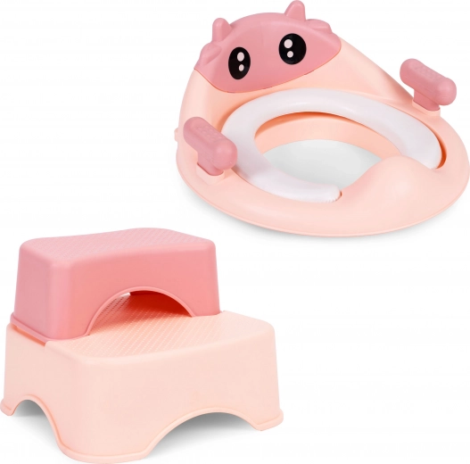 Rosa børne-WC-sæde med trin ECOTOYS