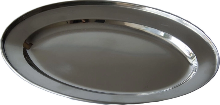 Oval serveringsbakke i rustfrit stål 20 × 14,3 cm