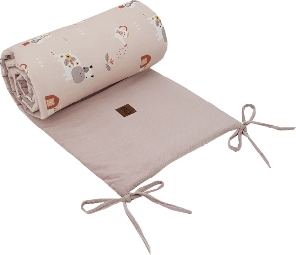 EKO sengerand til tremmeseng Velvet My farm powder pink 180 × 35 cm