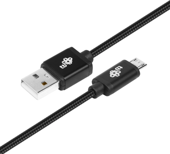 USB–micro USB-kabel 1,5 m med sort tekstilfletning