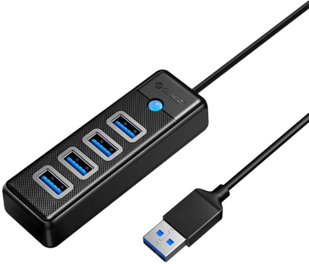 Orico USB-hub 4× USB 3.0, 5 Gbps, kabel 0,15 m, sort