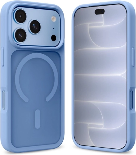Crong Hybrid Matte Magnetic MagSafe-cover til iPhone 18 Pro / 17 Pro – Blå