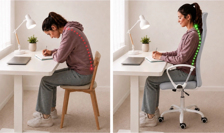 Ergonomisk rygstøtte til korrekt kropsholdning