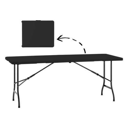 Sammenklappeligt turist- og cateringbord 180 × 70 × 74 cm sort