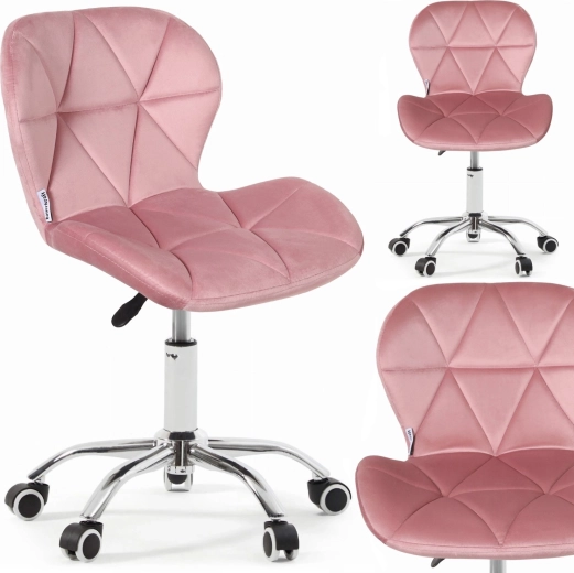 Bauerkraft drejelig kontorstol til børn i velour – rosa
