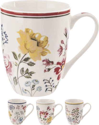 Porcelænskrus med blomst 350 ml – mix af dekorer