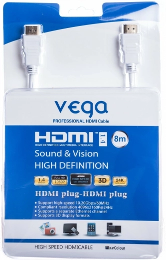 Vega HDMI-kabel 8 m hvid