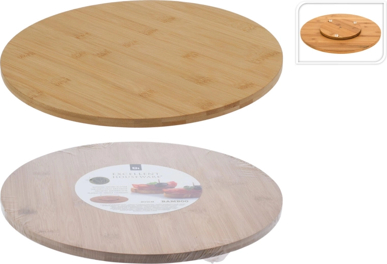 Roterende serveringsbakke i bambus 35 cm